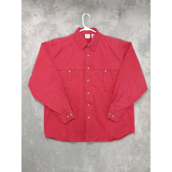 Vintage REI Shirt Mens Large Red Canvas Button Up Long Sleeve Heavyweight - Picture 1 of 8